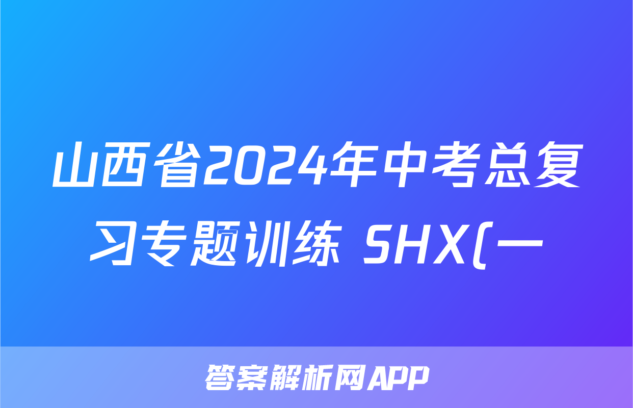山西省2024年中考总复习专题训练 SHX(一)1英语答案
